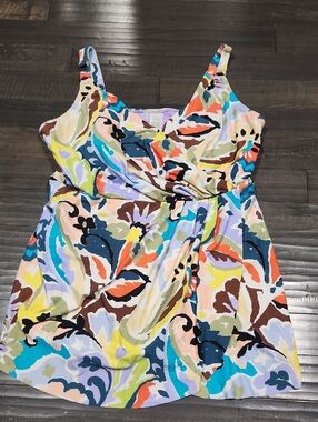 Anne Cole Colorful Abstract Floral Swimsuit Gorgeous Colors